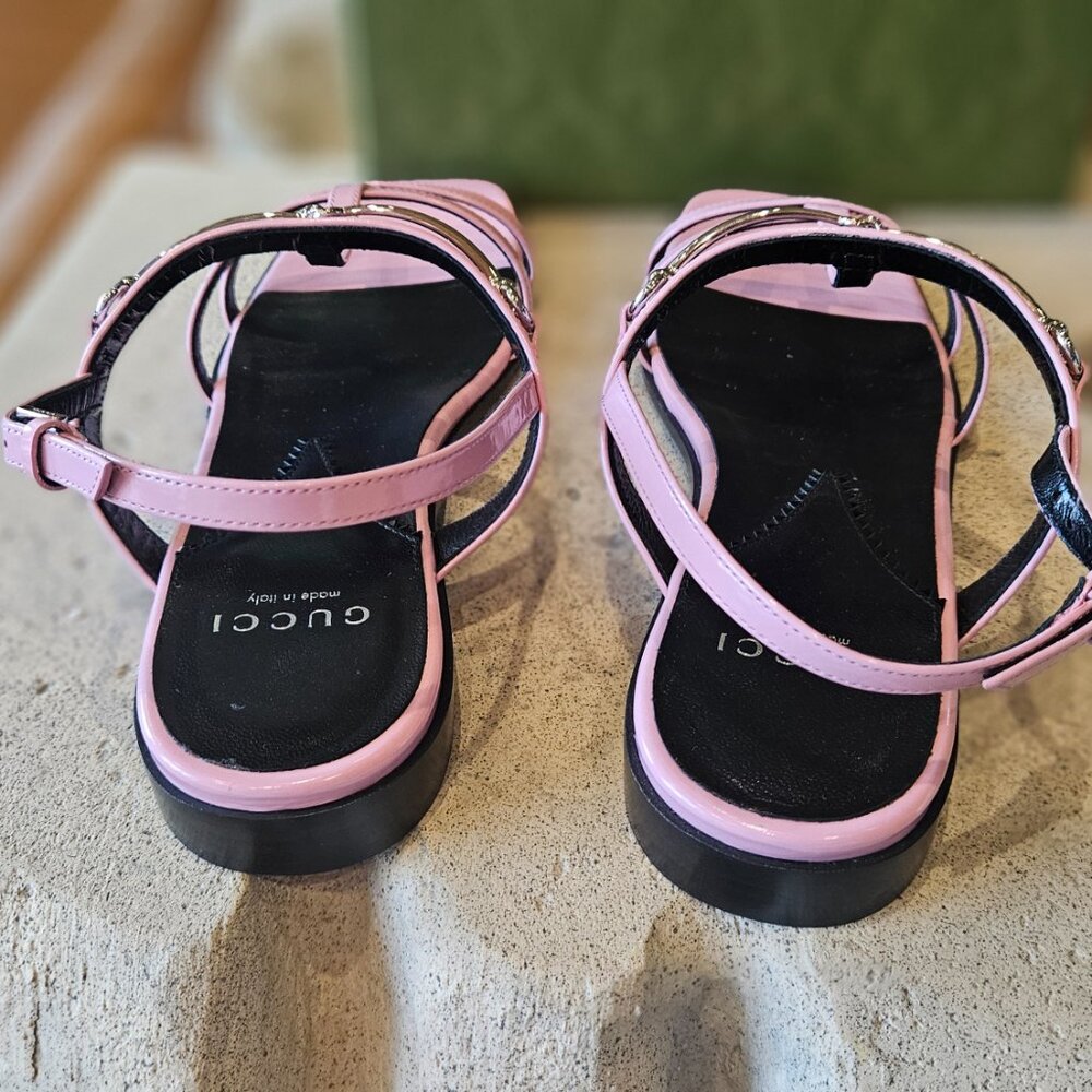 Gucci Horsebit Strap Slingback Sandal – Light Pink Leather – Size 38 – New - Picture 5 of 8